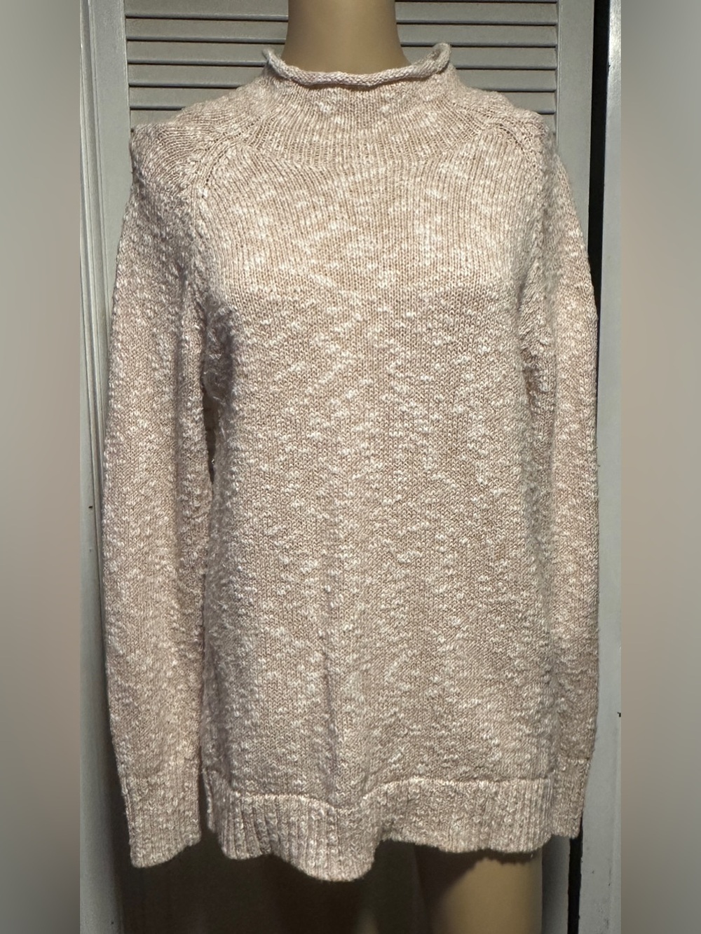 L. L. Bean Ragg Cotton Sweater Beige & Cream Marl Women’s Medium